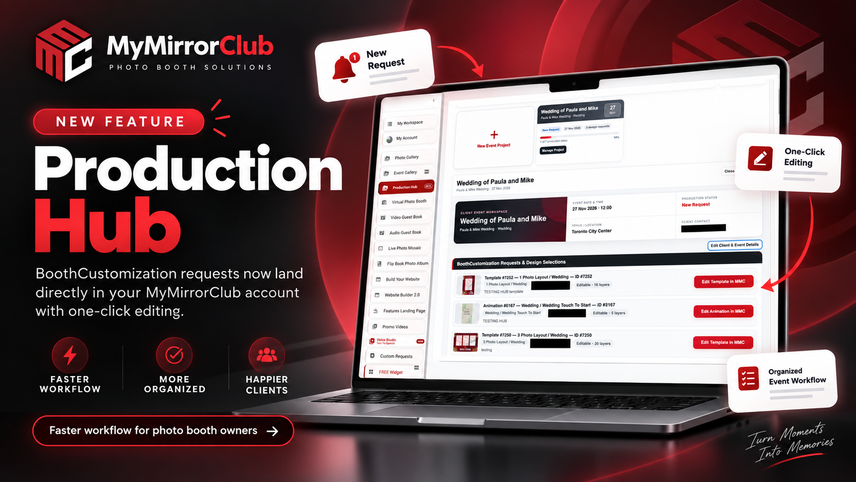 Photo Booth Customization Widget + Production Hub: Requests, Proofs & Final Files